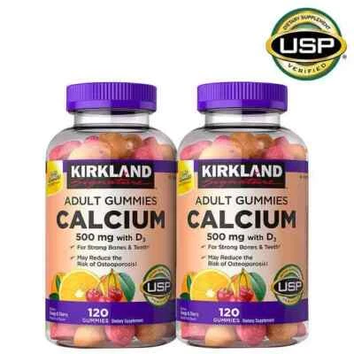 Kirkland Signature Calcio 500 mg con D3, 240 Gomitas Adultas Osteoporosis Foto 1 de 3
