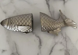 Metall silberfarben Fischkopf Körper Fischer Wanddeko Buchstützen 3 D - Bild 1 von 6