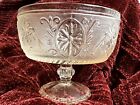 EAPG Indiana Flower Daisy Medallion Compote Pedestal Bowl Clear Stippled-Vintage