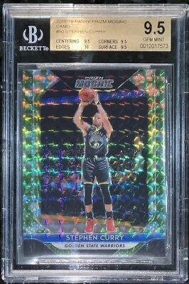 💎2018 Stephen Curry PRIZM MOSAIC CAMO SP /25 #90 BGS 9.5, PRISTINE 10 sub GOLD! - Image 1 of 4