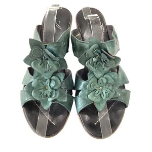 Azura Womens EU 41 US 9.5 Sandals Leather Floral Flower Wedge Heels Shoes - Picture 1 of 13