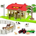 Toymany Barn House with Tiny Farm Animals Figures Tractor Fence and Tree - Fa...