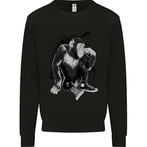 Chilled Out Chimp Chimpanzee Monkey Kids Sweatshirt Jumper - Picture 1 of 97