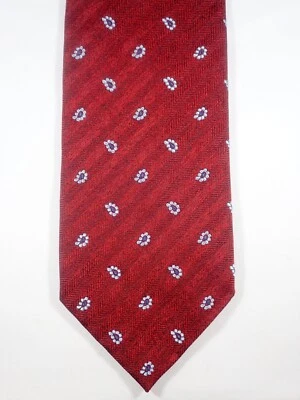 LUCIANO BARBERA ROJO CON FLORES AZULES 100% SEDA ITALIANA CORBATA CUELLO Foto 1 de 4