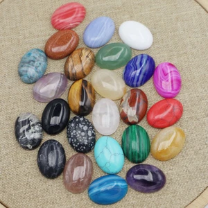 Wholesale 10pcs Mixed Natural Stone Oval Cab Cabochon for DIY No Holes 25x18x7mm - Picture 1 of 1