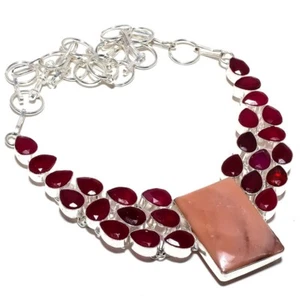 Mookaite, Ruby Gemstone Handmade 925 Silver Jewelry Necklace 18" R-746 - Picture 1 of 1
