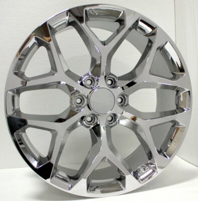 Chrome 22" Snowflake Single Wheel 2000-25 Chevy Silverado Tahoe GMC Sierra Yukon - Image 1 of 4