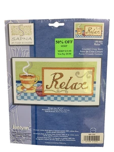 New Janlynn Relax Counted Cross Stitch Kit 188-0001 Coffee Sapna Art 10 x 5 - Picture 1 of 3