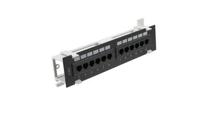 Panel krosowy RACK 10 kat.6 12p UTP naścienny 1U czarny - Zdjęcie 1 z 1