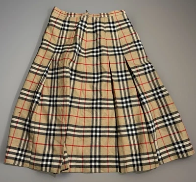 Falda plisada de colección Burberry a cuadros Nova acampanada larga beige lana Inglaterra 12 larga Foto 1 de 4