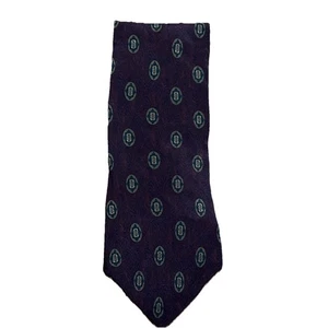 Men’s Tie Pitti Uomo Moda Handmade 100% Silk Black Purple Geometric Pattern Tie - Picture 1 of 2