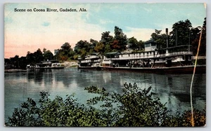 Gadsden Alabama ~ Coosa River Steamboat Landing ~ 3 Dampfer aufgereiht ~ um 1910 Postkarte - Bild 1 von 2
