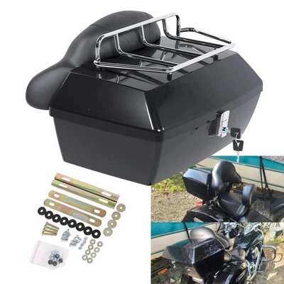Universal Motorcycle Tail Box Trunk Top Rack For Honda Harley Kawasaki Cruiser - Image 1 of 4