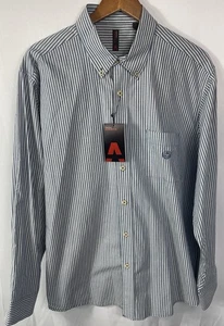 Perry Ellis Men's LARGE Blazer Blue & White Striped Dress Shirt NWT - Picture 1 of 13