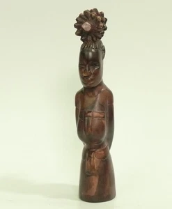 Escultura de piedra pesada tallada a mano de mujer tribal joven africana - Imagen 1 de 5