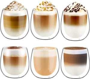 glastal 6x250ml Doppelwandige Kaffeegläser Becher Cappuccino Latte Macchiato Gla - Bild 1 von 7