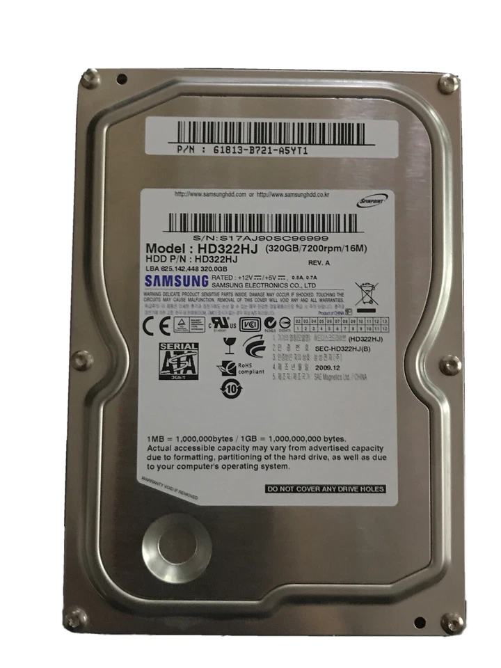 Samsung SpinPoint F1 320GB Internal 7200RPM 3.5" (HD322HJ) HDD - Image 1 of 1