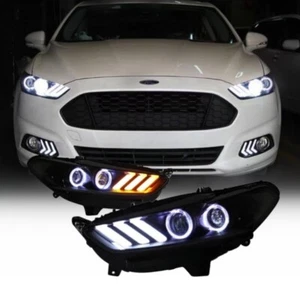 LED Headlight Upgrade For Ford Fusion 2013-2016 DRL Sequential Turn Signal Lamp - Foto 1 di 16