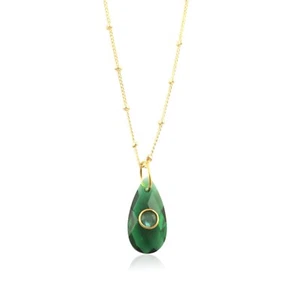 Emerald Quartz With Fire Labradorite Gold Plated Handmade Necklace Birthday Gift - Picture 1 of 3