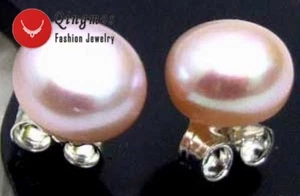 7-8mm Flat Round Natural Freshwater Purple Pearl Earring for Women Stud Earring - Picture 1 of 3