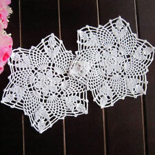 4Pcs/Lot 22cm Vintage White Hand Crochet Lace Doilies Flower Placemat Table Mats