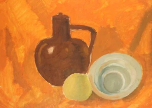 Vintage realist gouache painting still life - Picture 1 of 11
