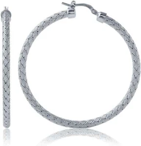 Charles Garnier - "Milan" - 45mm Rhodium-Plated Sterling Silver Hoop Earrings - Picture 1 of 1