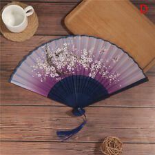 Chinese Silk Cloth Folding Fan Bamboo Antiquity Folding Fan Painting Hand FY-yn