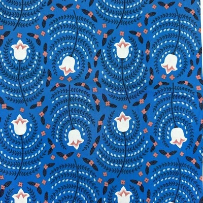 Edelweiss 2014 Juliana Horner for NTT Fabric Traditions .5 Yd Blue Floral Cotton - Image 1 of 4