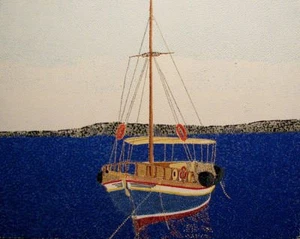 Griechisches Charterboot 16x20 Acryl auf Holz von Michael Byro - Bild 1 von 1