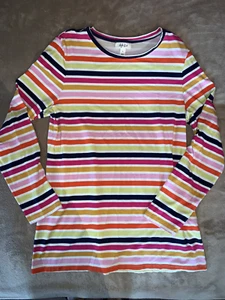 Style & Co. Striped Long-Sleeve Top Large Pink Orange Yellow Blue White Colorful - Picture 1 of 3