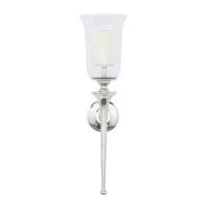 Aluminum Wall Sconce Candle Holder with Glass Silver Candle Wall Sconce 30" - Picture 1 of 4