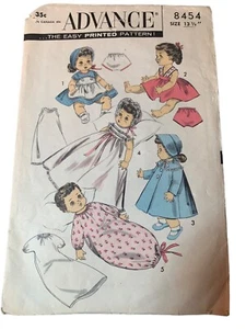 Advance 8454 Wardrobe Sewing Pattern For Betsy Wetsy & Suzy Doll 13.5" 1950s - Picture 1 of 2