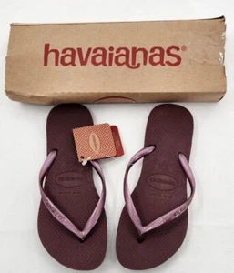 Havaianas Womens Size 5/6 Slim Flip Flops Grape Wine Rubber Non Slip - Picture 1 of 7