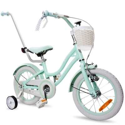 Kinderfahrrad 14 Zoll Mädchenfahrrad Kinderrad Fahrrad 3-5Jahre Silver Moon minz - Bild 1 von 4