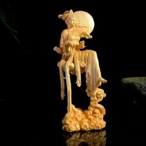 Wood Chang'e Fairy Statue Chang'e Runs to Moon Figurine Home Decor Ornament - Picture 1 of 9