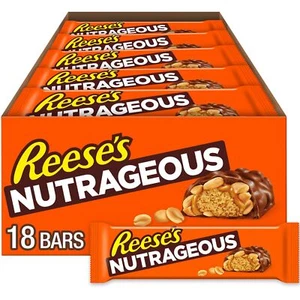 REESE'S NUTRAGEOUS Candy Bars Pack of 18 Gluten Free Chocolate Peanut Treats - Picture 1 of 5