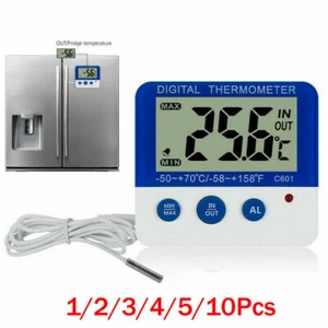 Magnet ℃/℉ LED Digital Thermometer Monitor For Home Freezer Alarm Fridge Max/Min - Picture 1 of 12