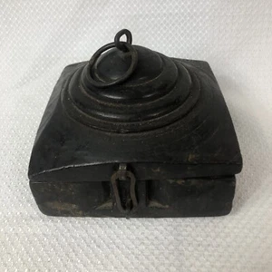 Hand Carved 7” Wooden Kum Kum Tikka Powder Storage Box Pradesh India Circa 1900 - Picture 1 of 12