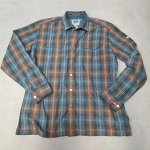 Kuhl Eluxur Shirt Mens Large Blue Plaid Long Sleeve Button Down Outdoors Hiking - Picture 1 of 10