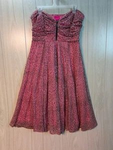 Vestido Patinador Betsey Johnson Torrid Collab Negro Rosa Encaje Malla Tul Talla 12 - Imagen 1 de 10