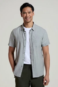 Mountain Warehouse Men's Lowe Shirt Short Sleeve Top Cotton Linen Formal Wear - Picture 1 of 52