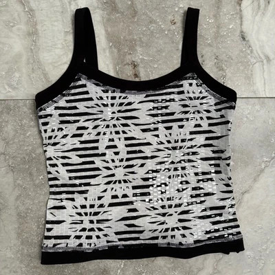 Joseph Ribkoff Striped & Floral Shiny Camisole Tank Blouse Size 6 - Image 1 of 4