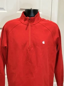 Giacca Apple Uomo Media M Rossa 1/4 Zip Mac Store Dipendente Tecnico Staff Uniforme - Foto 1 di 6