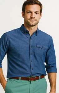 Vineyard Vines Crosby Slim Fit Mens 2XL Chambray Oxford Button Down Shirt Cotton - Picture 1 of 11