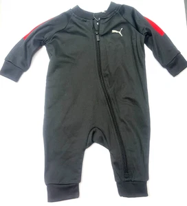 Puma Baby 0-3 Months One Piece Zipper Front Black & Red Jumper Outfit - Picture 1 of 2
