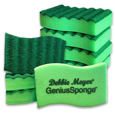 Debbie Meyer GeniusSponges-8 Scrubber Sponges with Built-in Odor Green