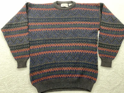 Pebble Beach Mens Brown ENGLAND MADE Wool Blend Aztec Crewneck Sweater Size L - Image 1 of 4