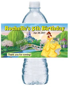 ETIQUETAS DE BOTELLA DE AGUA PARA BOTELLAS DE AGUA PRINCESAS DISNEY BELLA FIESTA DE CUMPLEAÑOS FAVORES - Imagen 1 de 1