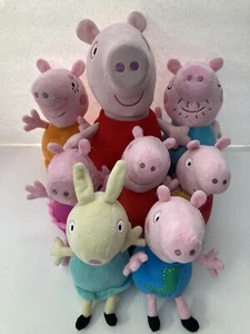 Lot of 8- Peppa Pig Plush Stuffed Animals Mom Dad Brother George, Rebecca Rabbit - Picture 1 of 21